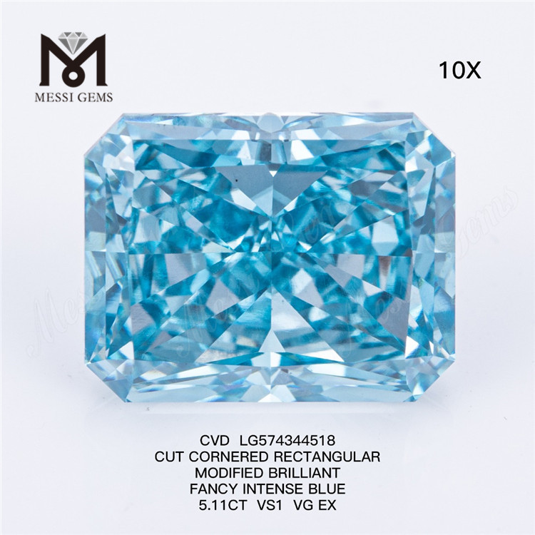 5.11CT VS1 VG EX CVD CORTE CANTO RETANGULAR MODIFICADO BRILHANTE Diamante Azul Extravagante LG574344518