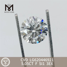 5.05CT F SI1 3EX CVD Diamantes redondos cultivados em laboratório preço barato丨Messigems LG620446921 