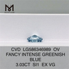 Preço de diamante azul OV de 3 ct SI1 EX VG FANCY INTENSE diamante azul esverdeado CVD LG586346989