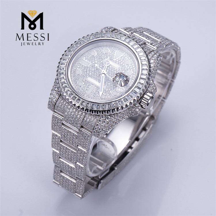 Relógio de moissanite masculino de alta qualidade, congelado, 39,8 mm, testador de diamante