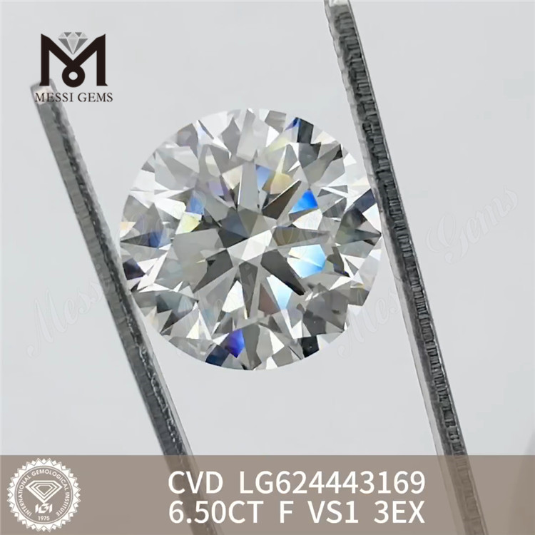 6.50CT F VS1 3EX CVD redondos diamantes fabricados soltos LG624443169丨Messigems