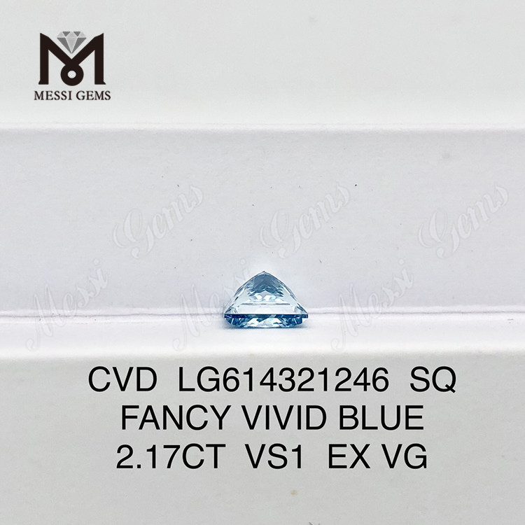 Diamantes de engenharia de laboratório 2.17CT SQ FANCY VIVID BLUE VS1 LG614321246丨Messigems