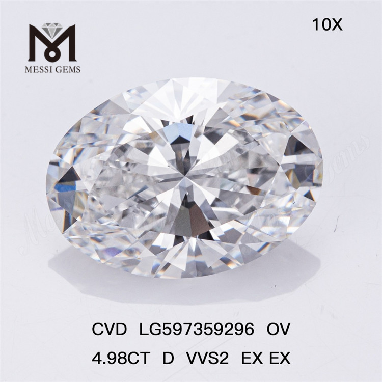 4.98CT D VVS2 EX EX OV Diamantes cultivados a granel: Eleve seu estoque CVD LG597359296 丨Messigems