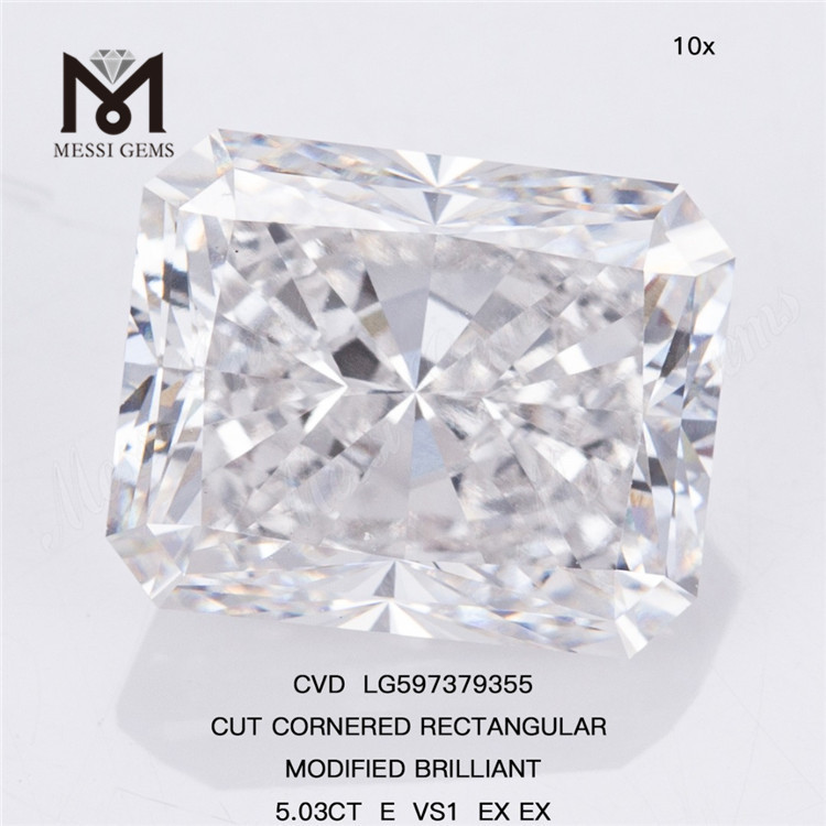 5.03CT E VS1 EX EX RECTANGULAR CVD Diamante Laboratório LG597379355丨Messigems