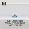 1.24CT VS2 3EX FANCY INTENSE BLUE diamantes criados em laboratório mais baratos丨Messigems CVD LG617411207