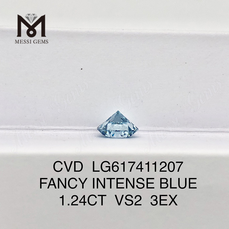 1.24CT VS2 3EX FANCY INTENSE BLUE diamantes criados em laboratório mais baratos丨Messigems CVD LG617411207