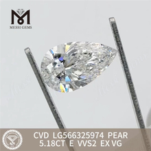 Diamante simulado com corte de pera 5.18CT E VVS2 EX VG CVD LG566325974丨Messigems 