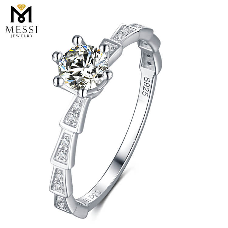 Wuzhou preço de fábrica anel de prata 1ct anel de diamante moissanite