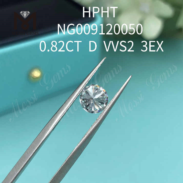 0,82CT Redondo D VVS2 3EX diamante solto feito em laboratório 