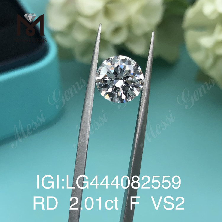 2,01 quilates F VS2 EX Cut Round Diamante artificial simulado