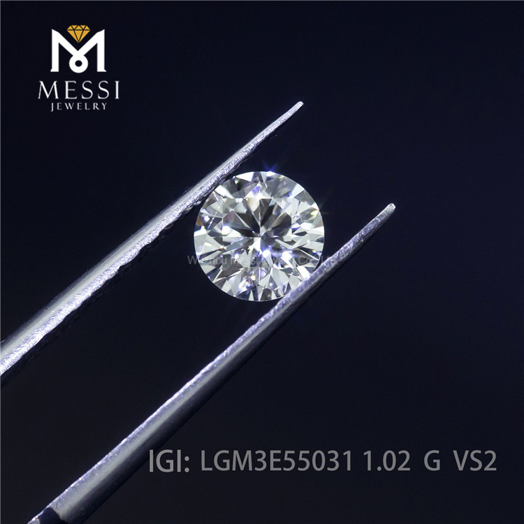 Diamante de laboratório de corte redondo colorido G de 1,02 ct Diamante sintético VS2