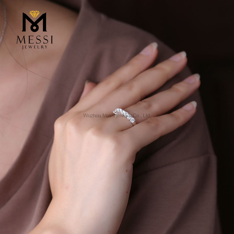 Anel de meia eternidade 14 K 18 K Joias de ouro branco anéis de casamento moissanite