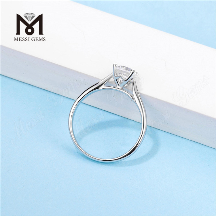 Messi Gems Solitaire 1 quilate Moissanite diamante noivado 925 anel de prata esterlina
