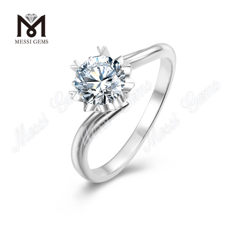 Messi Gems classic 1 quilate moissanite diamante 925 prata esterlina anéis femininos