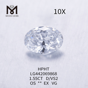 1,55 quilates OVAL BRILLIANT D diamante cultivado em laboratório 1,5 quilates