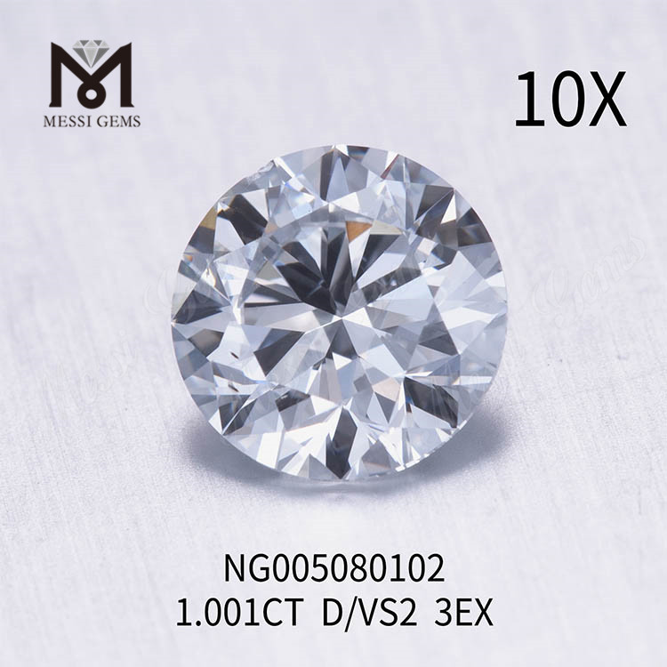1.001ct D branco Lab Grown Diamond pedra VS2 EX corte 