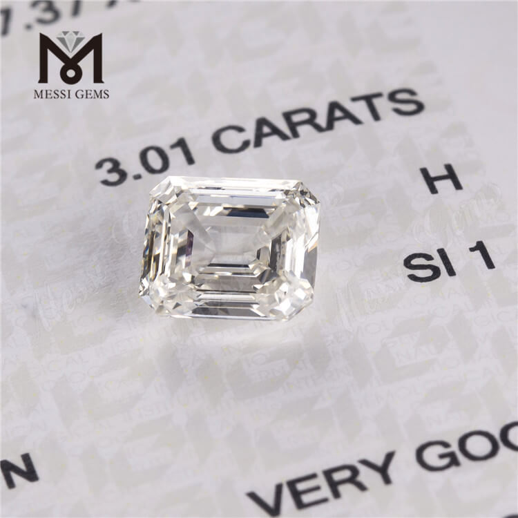 Diamante solto personalizado de 3,01 quilates cultivado em laboratório H SI1 EX diamante esmeralda cultivado em laboratório CVD com corte sofisticado