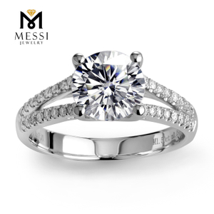 Anéis de diamante cultivados em laboratório de 1,5 ct pinos definindo anel de noivado em ouro branco sólido 14k 18k