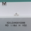 1,18 quilates H VS2 3EX diamante cultivado em laboratório Redondo 