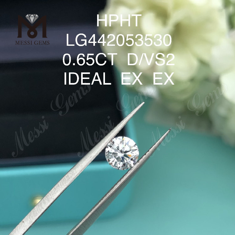 0,65 Quilates D VS2 Diamante Redondo Cultivado em Laboratório IDEAL HPHT Diamante Atacado
