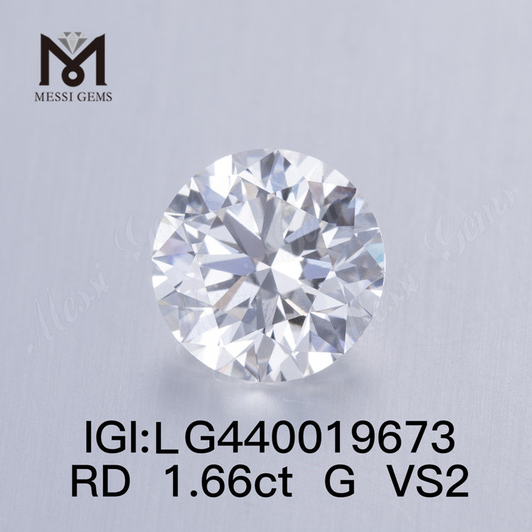 1,66 quilates G VS2 IDEAL Diamante redondo cultivado em laboratório