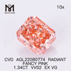 1,34 CT FANCY PINK VVS2 EX VG RADIANT diamante de laboratório CVD AGL22080774