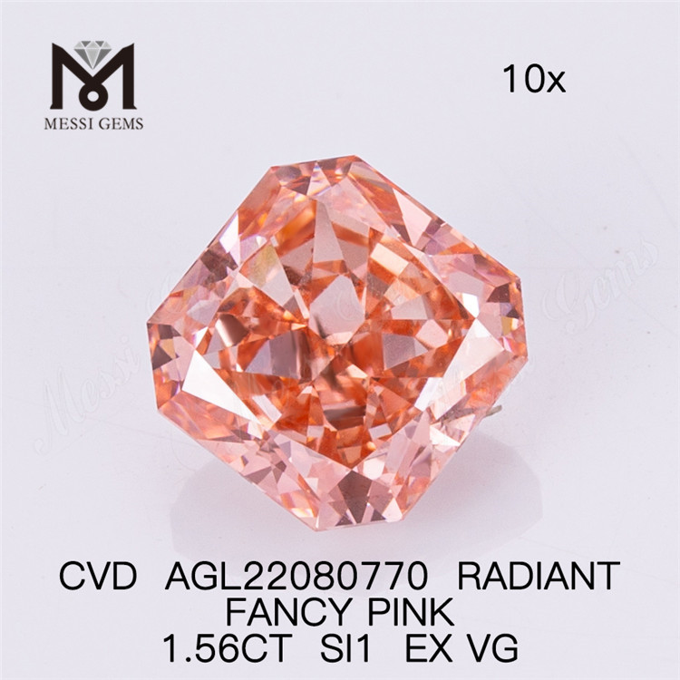 1,56 ct FANCY SI1 EX VG CVD RADIANT lapidação diamante sintético rosa AGL22080770 