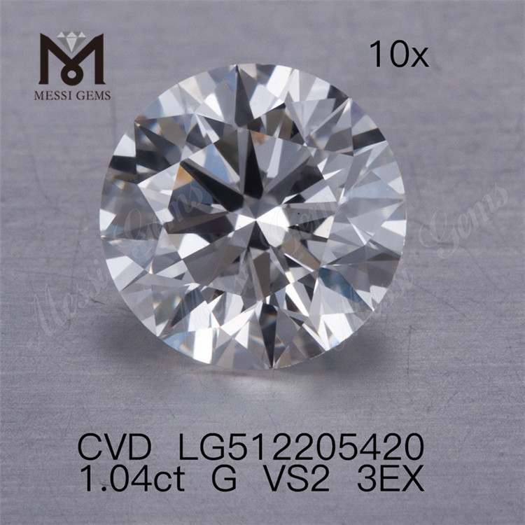 Diamante de laboratório cvd solto de 1,04 ct G mais vendido vs diamante de laboratório redondo 3EX preço de fábrica