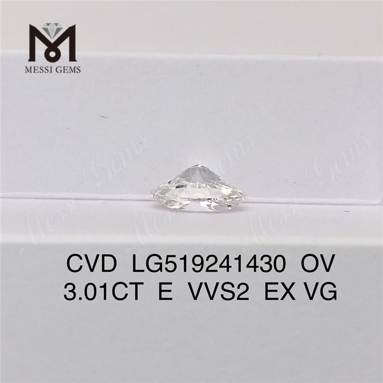3.01ct E VVS2 EX VG OVAL CVD Diamante artificial de alta qualidade Certificado IGI