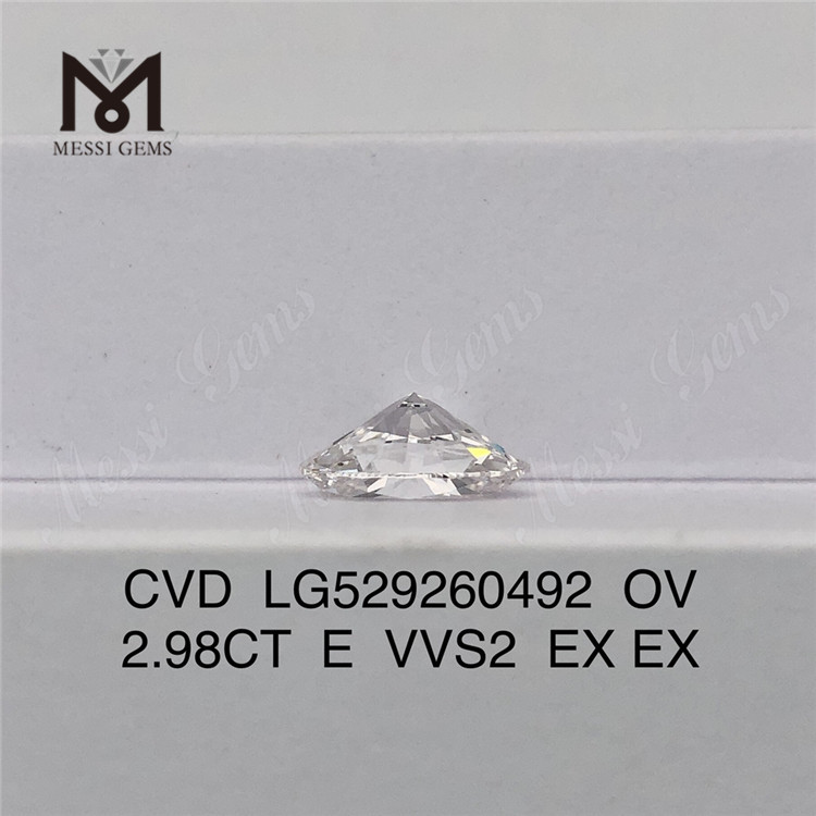 Diamante cvd cor E de 2,98 ct oval vvs diamantes soltos cultivados em laboratório IGI