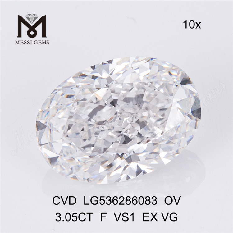 Diamante de laboratório solto barato de 3,05 ct cor F VS OVAL diamantes soltos feitos pelo homem