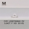 5.04CT F VS1 EX VG CVD diamante cultivado em laboratório OV LG567350843 