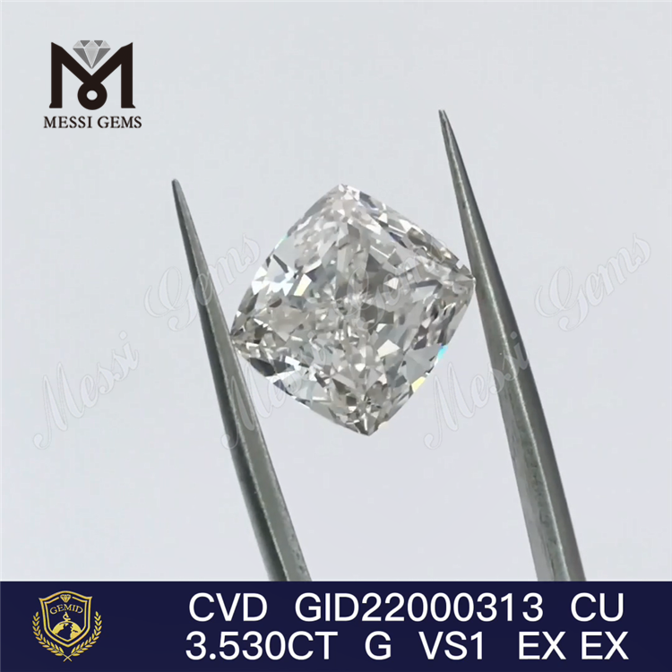 Diamante de laboratório cvd 3,53CT G forma de almofada solto diamantes feitos pelo homem em estoque