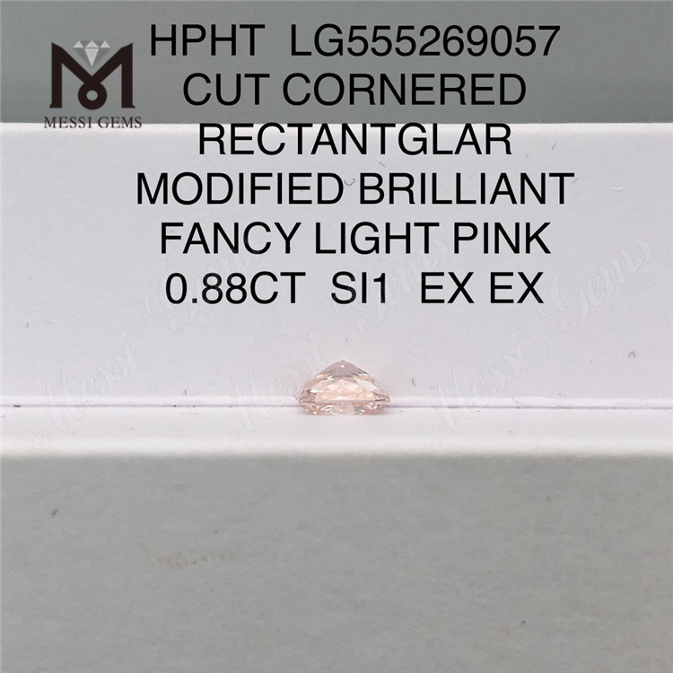 0,88 ct retângulo brilhante rosa claro SI1 EX EX HPHT diamante cultivado em laboratório LG555269057