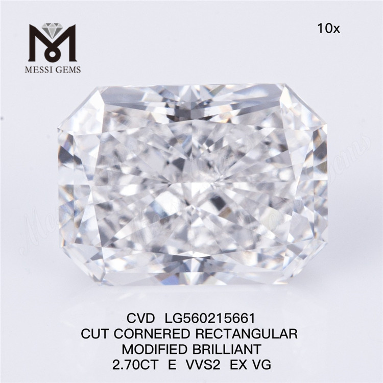2,70 CT E Corte RETANGULAR VVS2 EX VG 2 quilates diamantes cultivados em laboratório CVD LG560215661