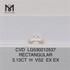 Diamantes sintéticos soltos retangulares de 3,13 ct H cvd vs 2 Lab Diamond IGI