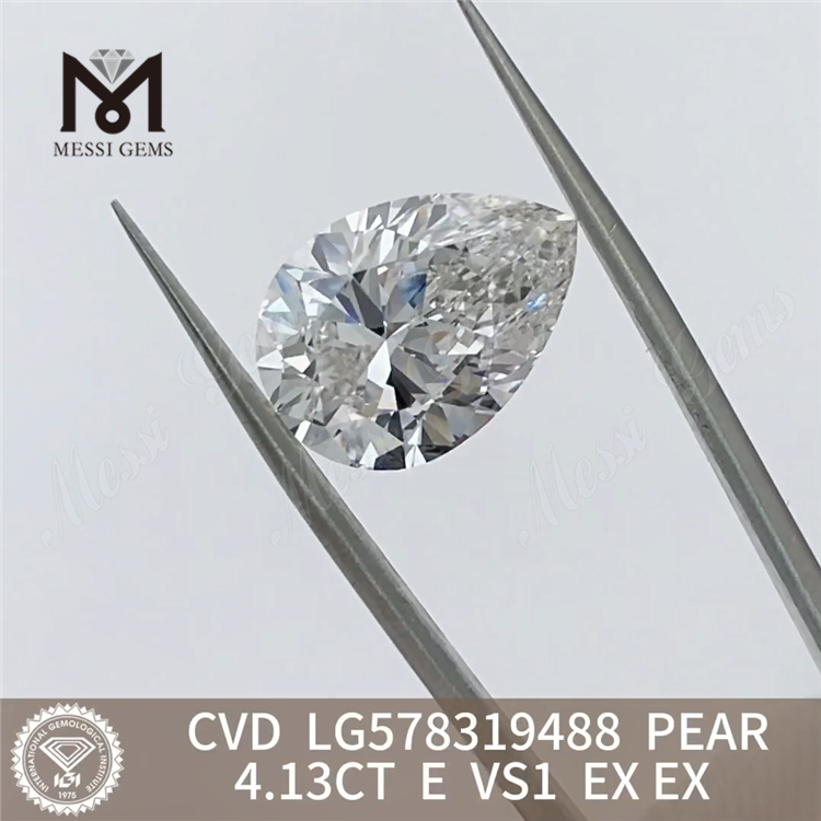 4.13CT E VS1 EX EX diamantes soltos cultivados em laboratório CVD LG578319488 PEAR para venda