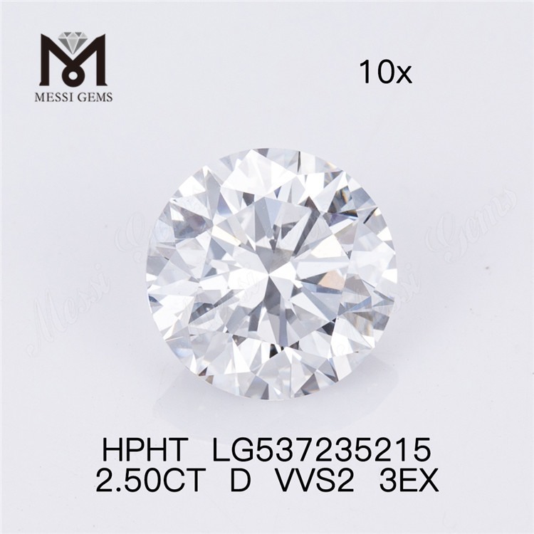 Diamantes 2.5CT D VVS HPHT diamantes HPHT soltos em forma redonda preço de atacado