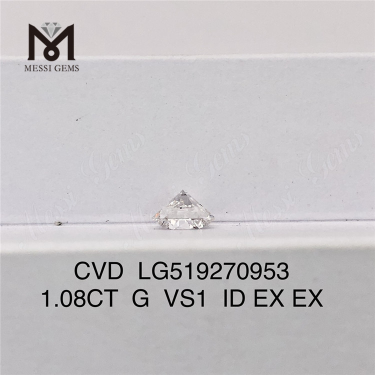 Venda por atacado de diamantes de laboratório soltos redondos G VS de 1,08 ct CVD diamantes de laboratório soltos brancos