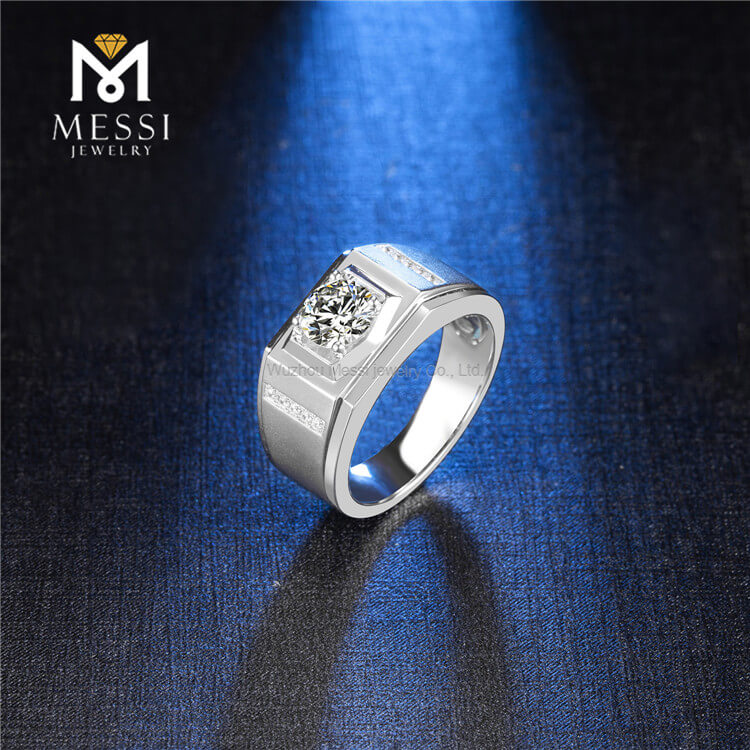 Jóias masculinas em prata esterlina 925 de qualidade anel de pedra preciosa moissanita