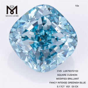 5.17CT VS1 EX EX ALMOFADA QUADRADA MODIFICADA BRILHANTE FANCY INTENSO AZUL ESVERDEADO CVD Diamantes azuis soltos LG579372153 