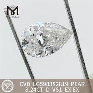 8.24CT D VS1 PEAR CVD diamantes fabricados em laboratório Preço de atacado丨Messigems LG598382819