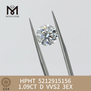 1.09CT D VVS2 3EX HPHT GIA fez diamantes não extraídos 5212915156丨Messigems 