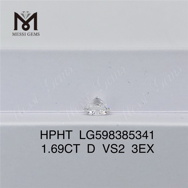 1.69CT D VS2 3EX hpht redondo diamantes cultivados em laboratório Excelência no atacado LG598385341丨Messigems