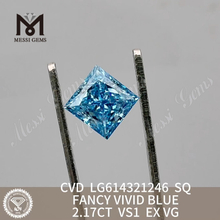 Diamantes de engenharia de laboratório 2.17CT SQ FANCY VIVID BLUE VS1 LG614321246丨Messigems