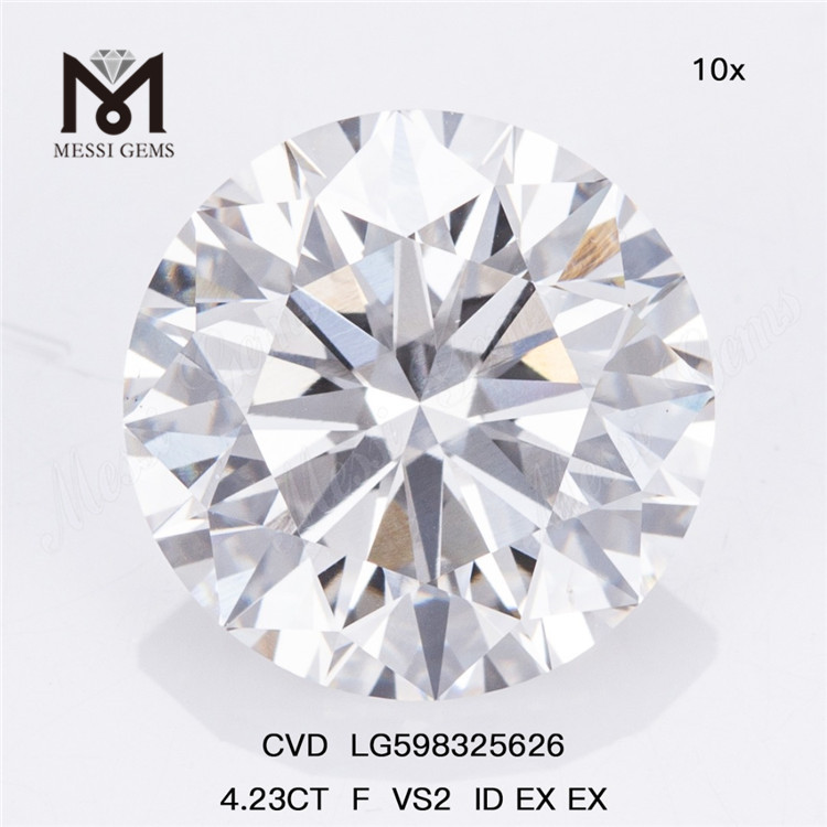 4.23CT F VS2 ID EX EX Sua fonte para diamantes feitos em laboratório em massa CVD LG598325626丨Messigems