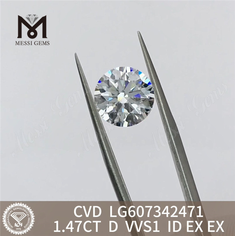 1.47CT D VVS1 diamante cvd 1 quilate Diamantes cultivados em laboratório Crafting Elegance丨Messigems LG607342471