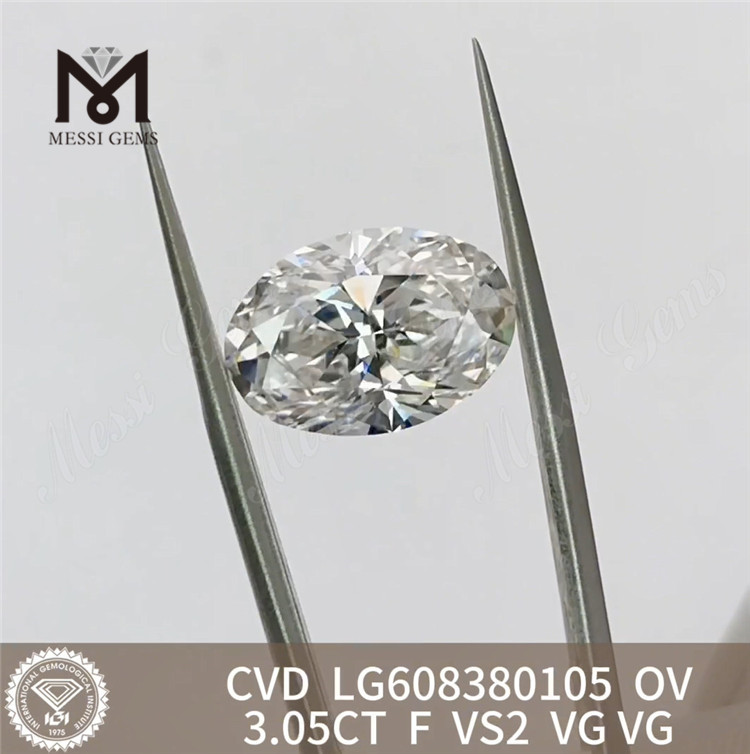 3.05CT F VS2 OV Diamantes soltos com certificação IGI no atacado, de origem ética e corte especializado 丨Messigems LG608380105