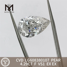 Diamantes certificados 4.29CT F VS1 PEAR IGI para venda Excelente valor CVD LG608380107丨Messigems