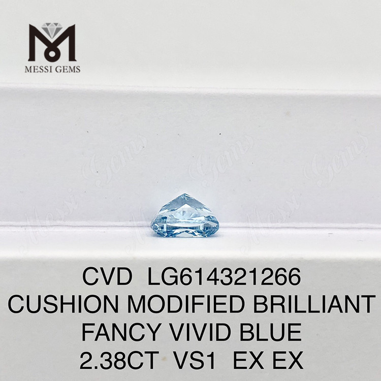 2.38CT VS1 CUSHION FANCY VIVID BLUE igi laboratório cultivado Diamantes Certificados丨Messigems CVD LG614321266